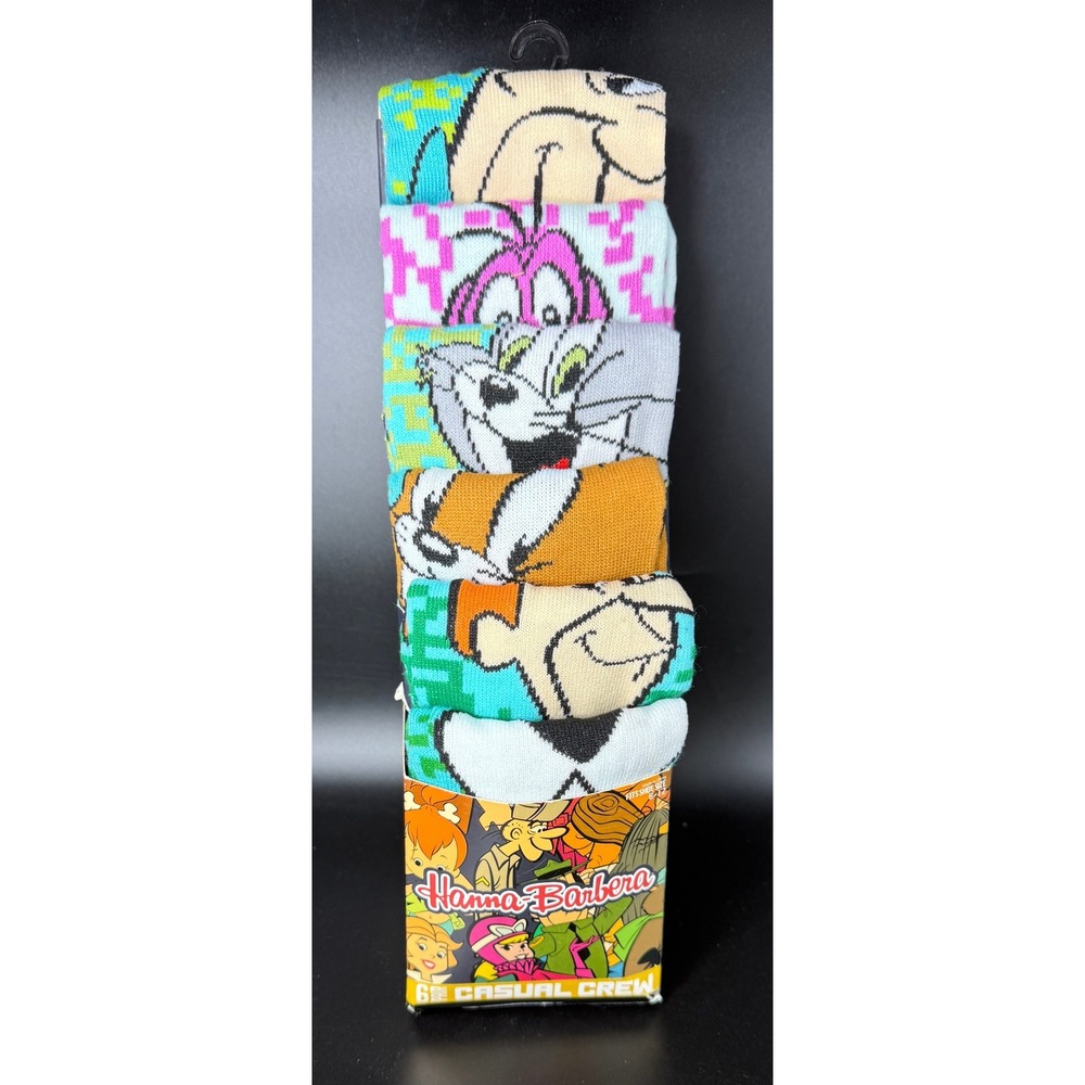 Hanna Barbera Casual Crew Socks‎ 6 Pair Pack Men's Fits Shoe Size 8-12